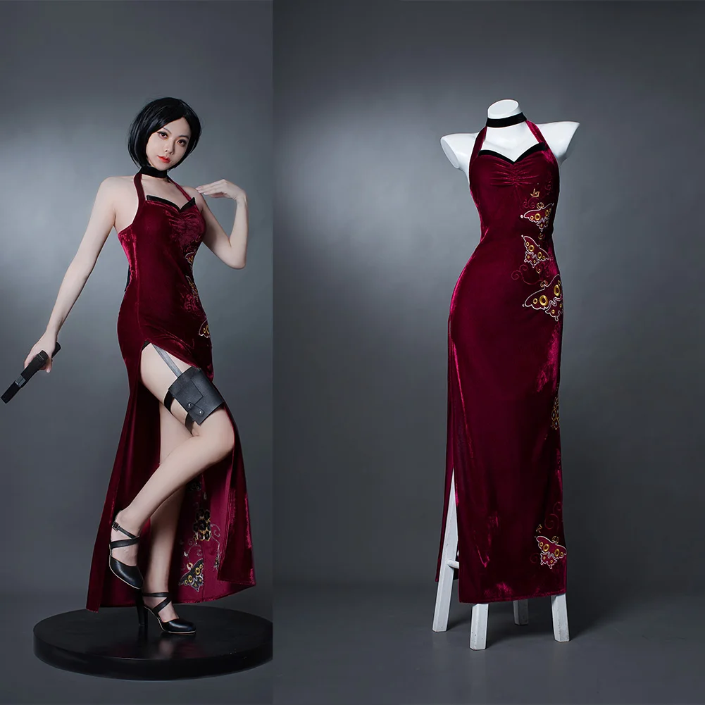 

Evil 4 Ada Wong Cosplay Costume Women Dress Disguise Halloween Carnival Party