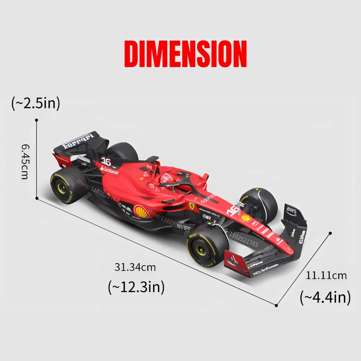 ببوراجو 1:18 سكوديريا فيراري F1-75 # 55 نموذج سيارة Sainz F1، تركيبة المقياس 1 لعبة هدية عيد الميلاد المصغرة للأطفال #6