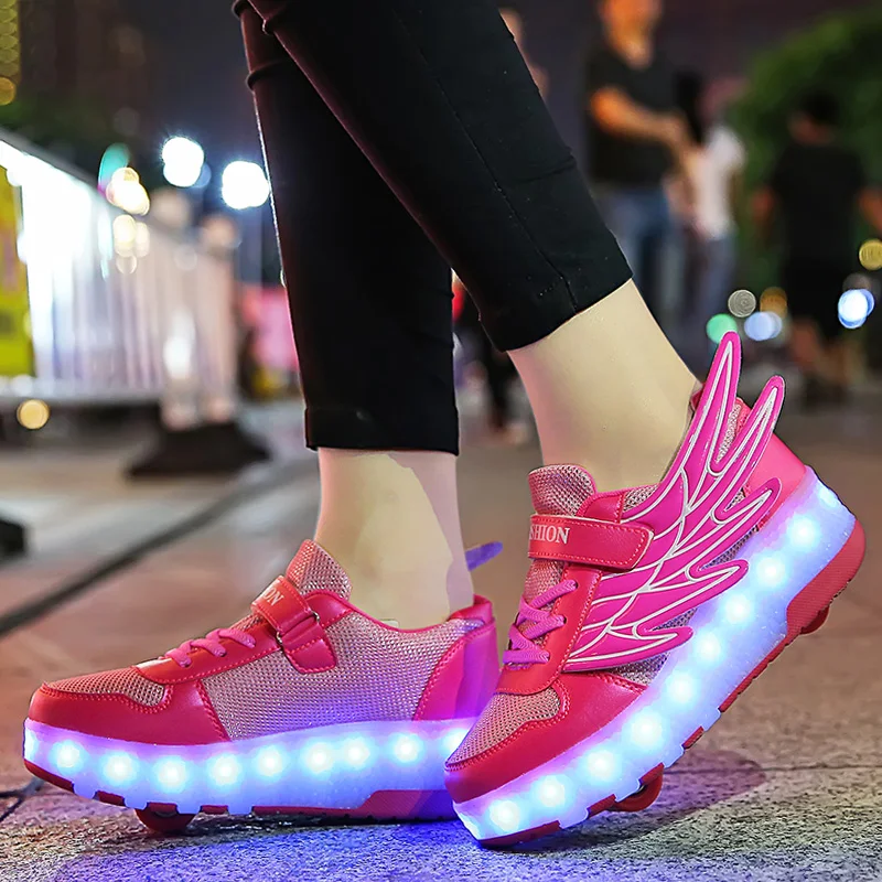 Chaussures de patin à roulettes pour enfants, baskets lumineuses à LED avec roues, bottes de sport décontractées pour enfants, garçons et filles, 2021