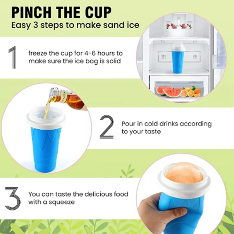 DIY Magic Slushy Maker Squeeze Cup, Portátil Smoothie Squeeze Cup para Sucos, Leite e Sorvete Make