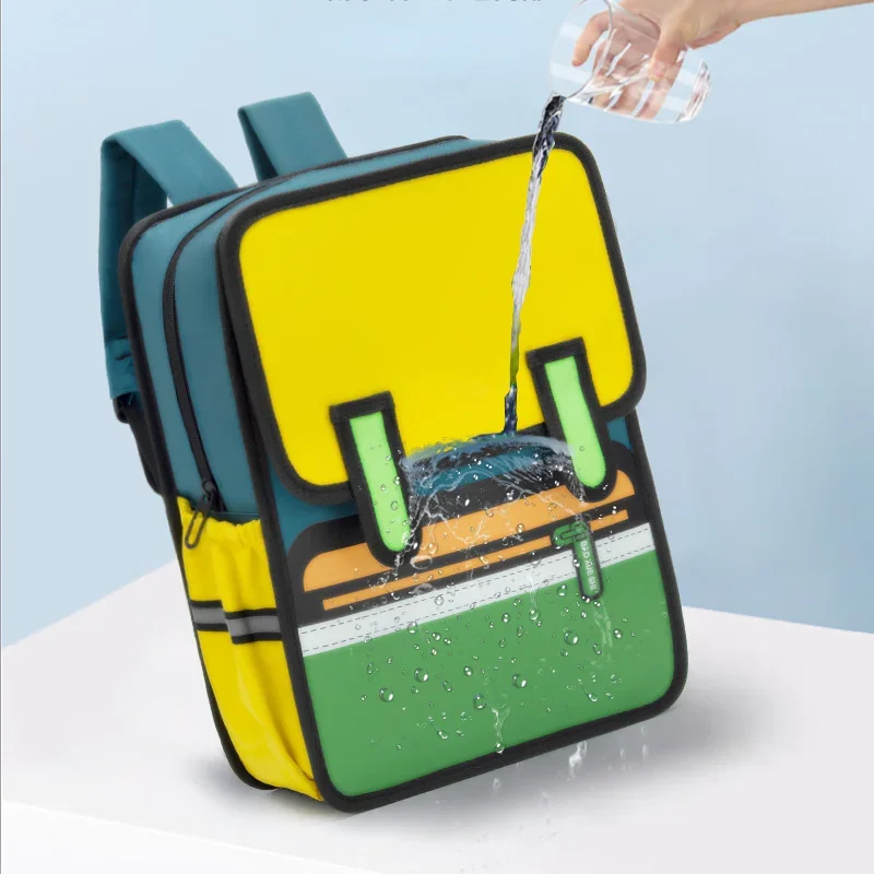 Oxford pano sacos meninas meninos salto estilo 3d mochila 16 Polegada 2d desenho anime quadrinhos dos desenhos animados mochila para estudantes