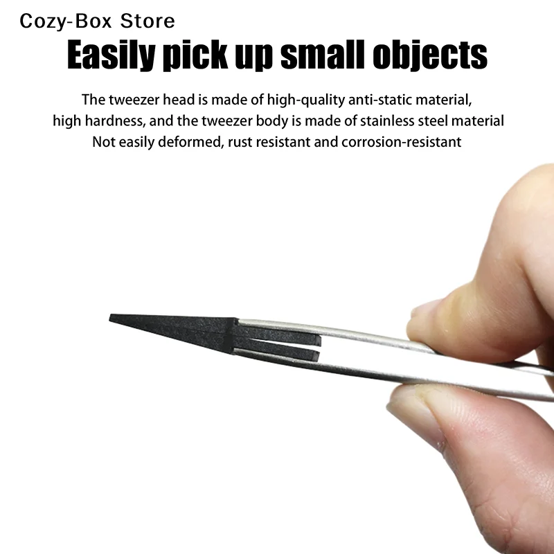 [ZY]Plastic Tipped Tweezers Antistatic Tweezers Electrician Tweezers Curved Flat Interchangeable Tip Antistatic Fixture[ZY]