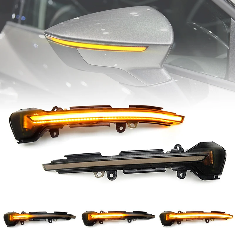 

2Pcs For Seat Leon Ibiza Arona Smoked Lens LED Side Mirror Lamp Amber Side Rearview Dynamic Turn Signal Lights