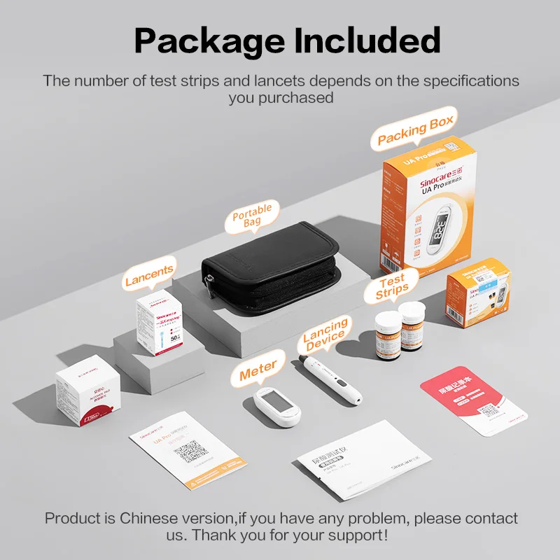 Sannuo Sinocare Uric Acid Tester UA Pro Meter to Prevent High Uric Acid for Home or Medical Use To Measure Uric Acid Gout