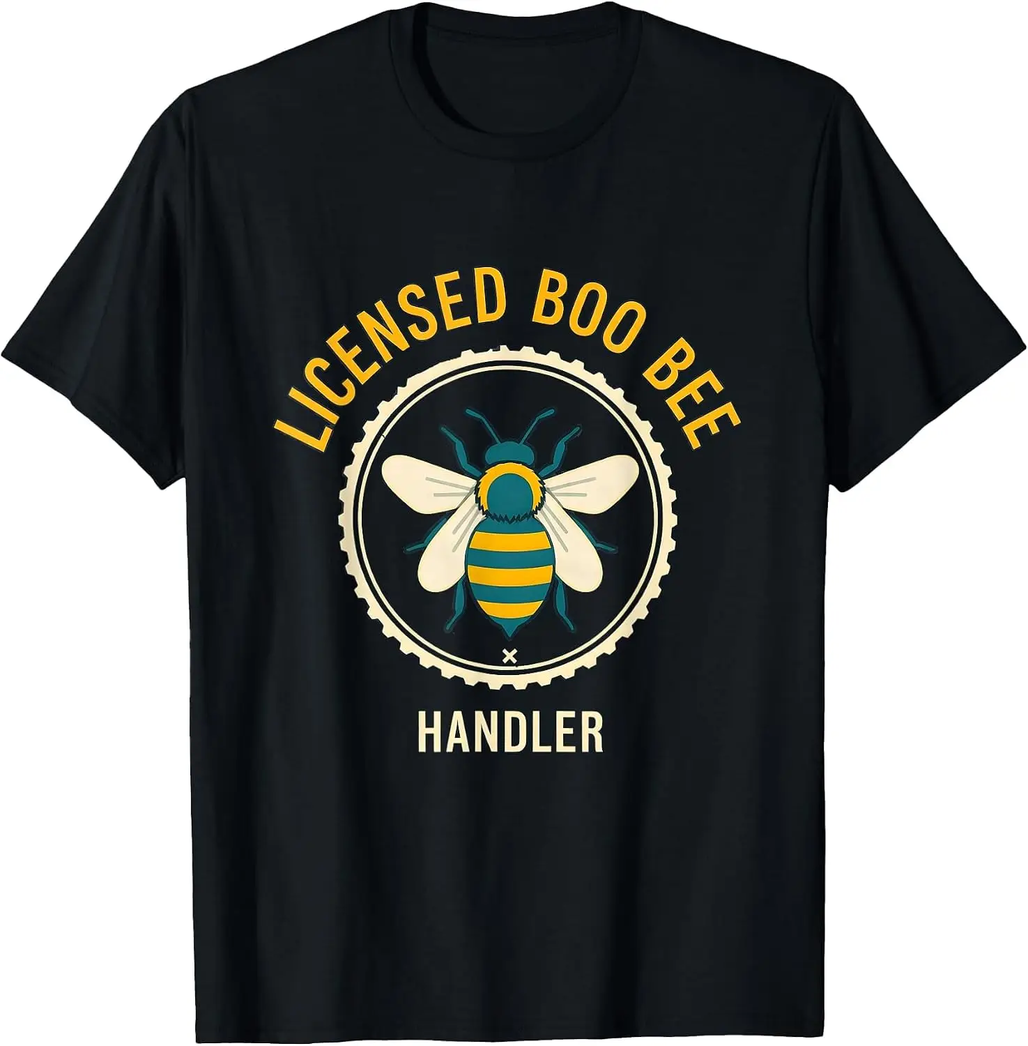 Licensed Boo Bee Handler Funny Ghost Bees Halloween Costume T-Shirt Men's Spooky Halloween Graphic Print T‑Shirt, Crew Neck Short Sleeve Casual Cotton Tee For Holiday Party Daily Street Wear.