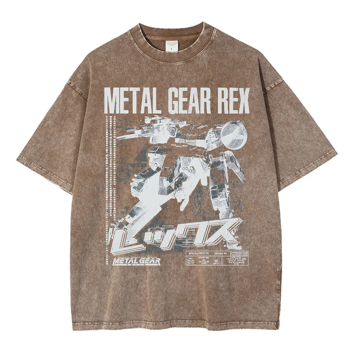 Metal Gear Solid Metal Gear Rex MGS1 Solid Snake – Grafik-T-Shirts im Vintage-Look, gewaschen, für Herren und Damen, kurzärmelige T-Shirts. – Detail 4