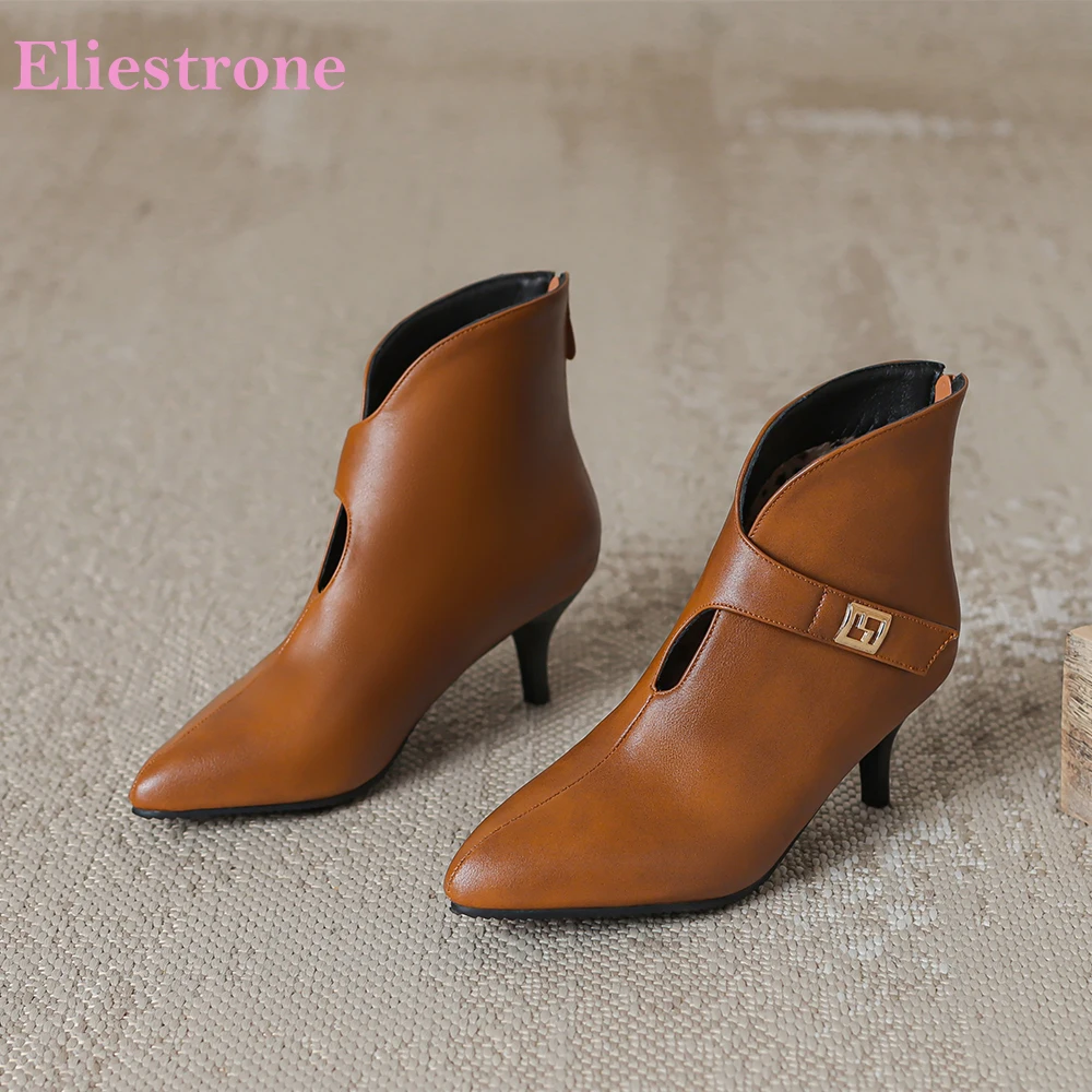 

2026 Spring New Glamour Black Yellow Women Ankle Booties Pointed Toe High Heels Lady Dress Shoes Plus Small Big Size 10 32 42 45