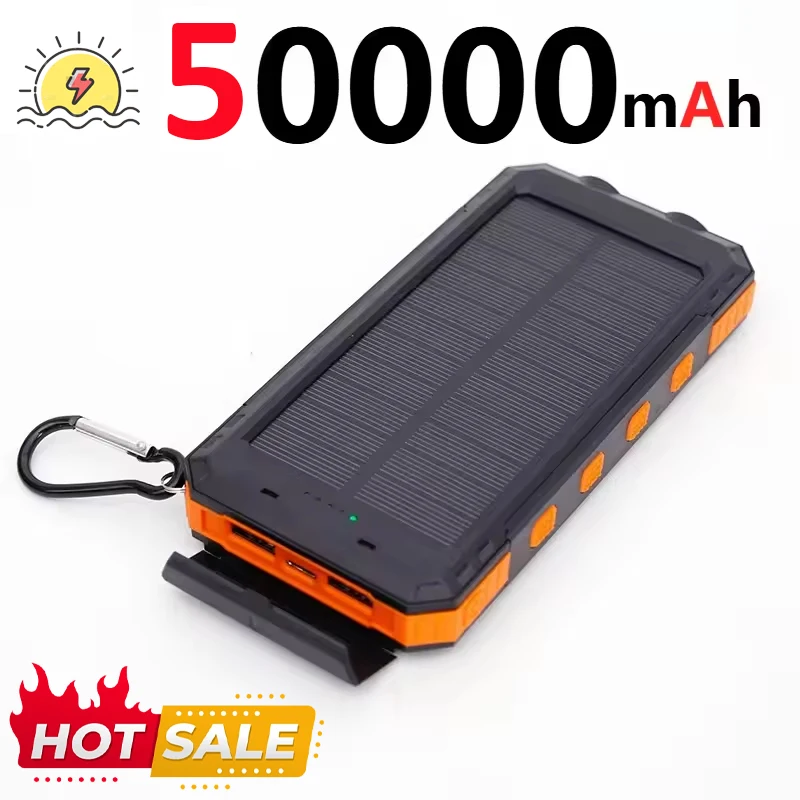 

50000mAh Solar Power Bank Portable Large Capacity Charger Compatible with IOS Android USB-A and USB-C Fast Charging for xiaomi