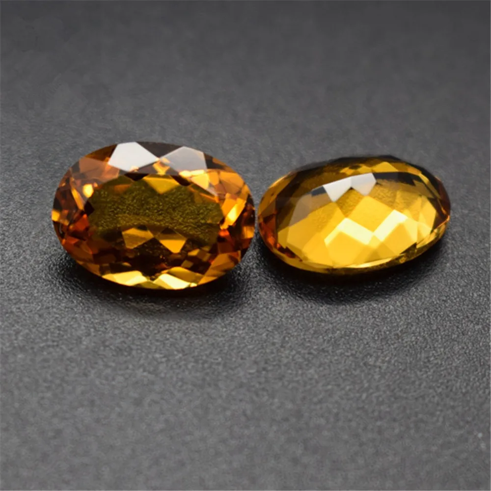 Citrine Oval Faceted Gemstone Egg Shape Cultured Citrine Gem Multiple Sizes to Choose C28Q