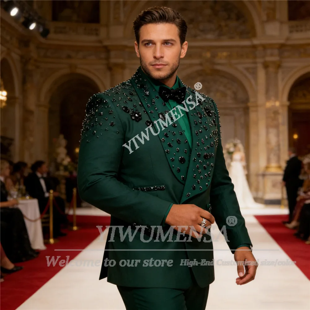 

Элитные свадебные костюмы для жениха: Формальная одежда, пиджаки с камнями и бисером, индивидуальный пошив, двубортные пиджаки и брюки, комплект из 2 предметов, мужские наряды