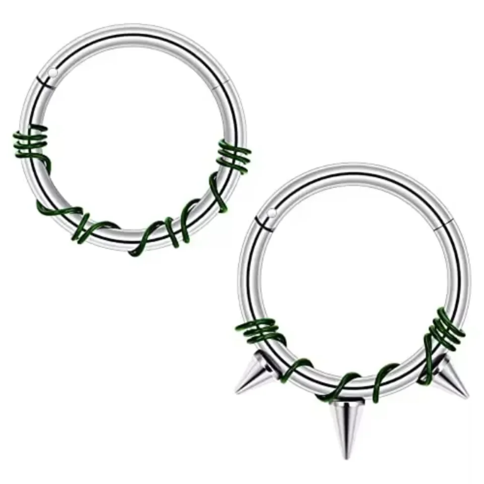 2 Stück Edelstahl 16G Septum Nasenloch Conch Knorpel Hoop Helix Daith Nasenpiercing Tragus Schmuck für Damen Herren 8/10 mm – Detail 16