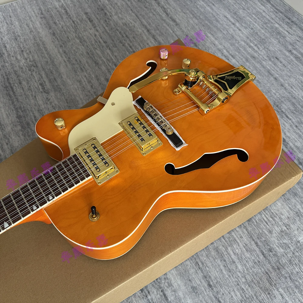 Professional orange 12 strings semi-hollow eelectric guitar, AAA Rosewood Fingerboard,limited edition,in stock