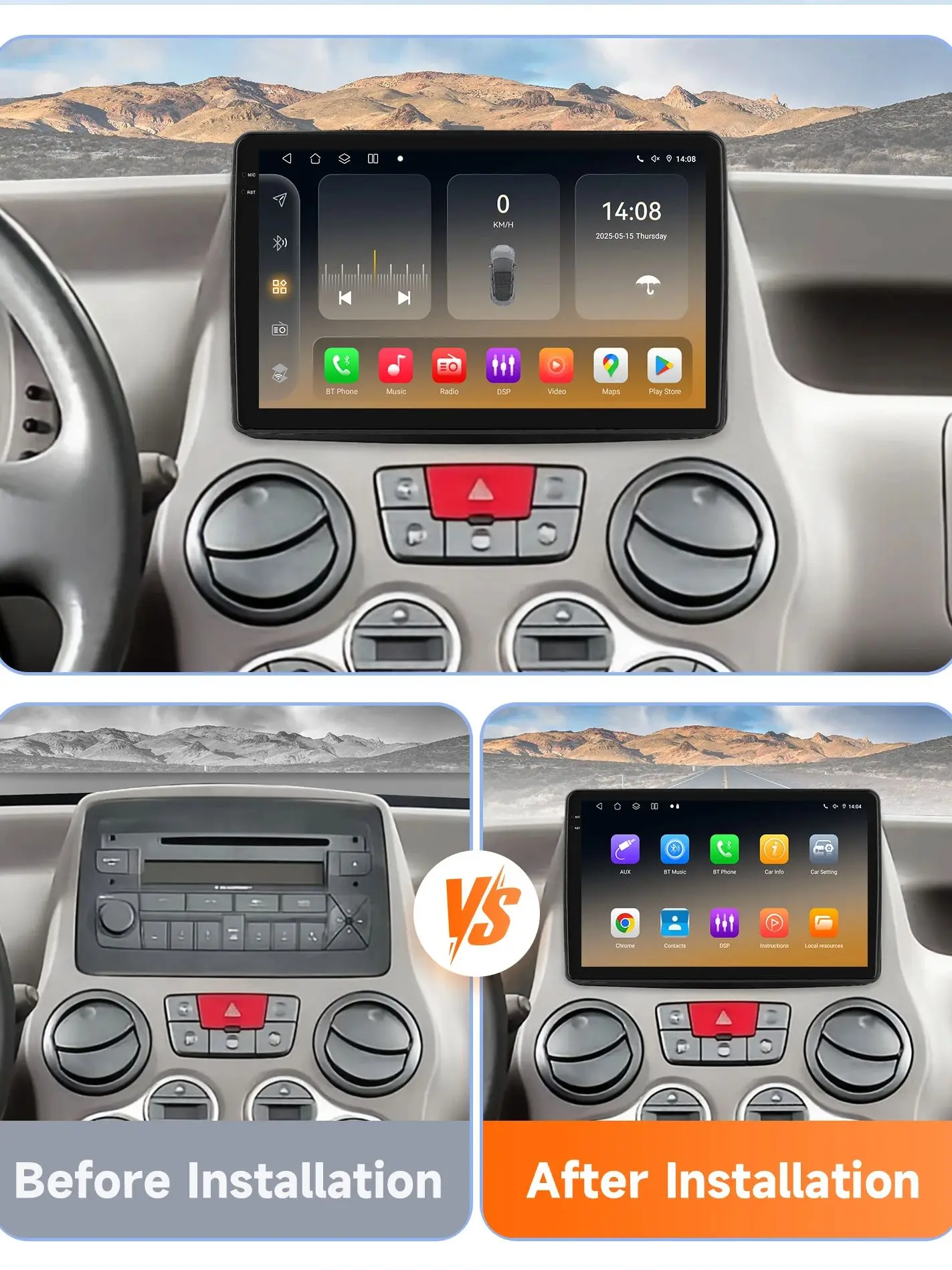 OSSURET Android 14 autoradio voor Fiat Panda 169 2003 - 2012 Intelligent systeem Carplay auto multimediaspeler GPS 4G 6115 - afbeelding 2