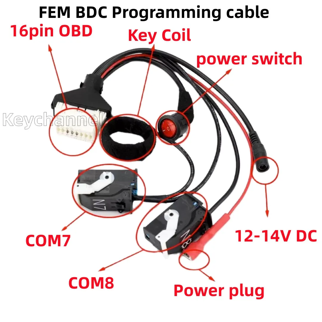 Keychannel 1pcs FEM BDC Key Programming Cable 12v 14v Remote Platform for X1 X3 X4 X5 X6 1 Series Mini Cooper Remote Program