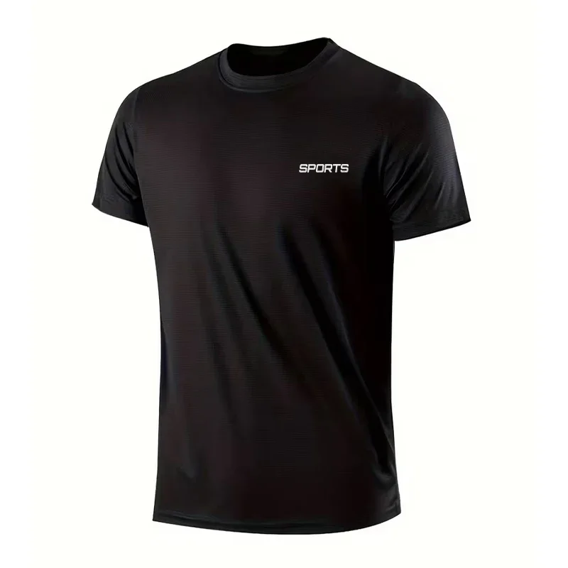 2026 New in Male Breathable Quick Dry Short Sleeve Top Marathon Gym Fitness Running Tees Men's Summer Exercise Trainning T-shirt
