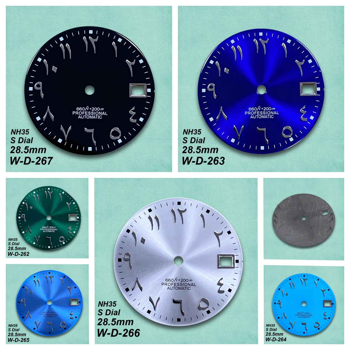 28.5 مللي متر S/S5 شعار SUB/SKX007 الطلب صالح NH35/NH36/4R36 حركة الأخضر مضيئة أمة الله/ماتي العربية ساعة تعديل الملحقات