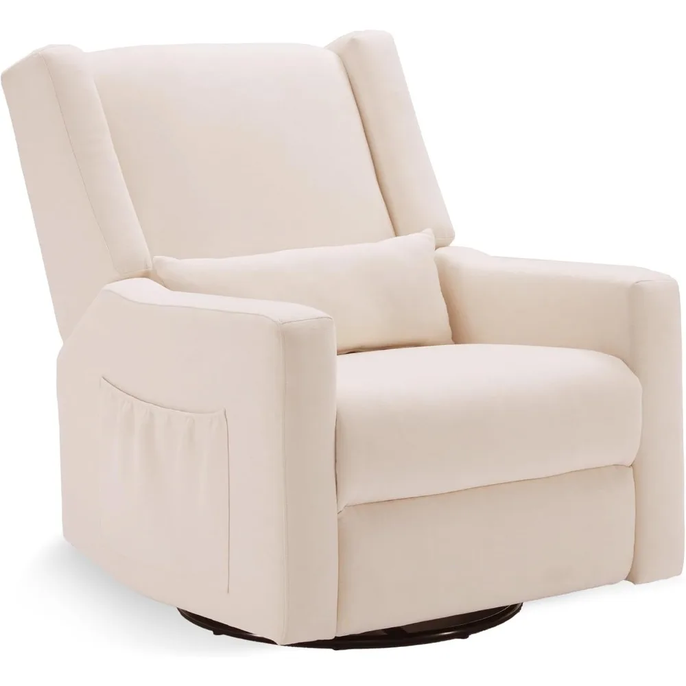 

360° Swivel Recliner Chair, Nursery Rocking Chair with Lumbar Support & Footrest for Bedroom, Comfy Upholstered Armchair