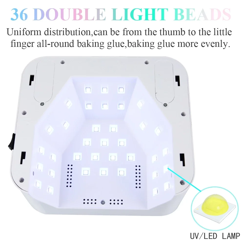 8 SUN UV LED Nail Lamp 36 LEDs Modern Professional Nail Dryer Rechargeable with 3 Timer Settings for Home And Salon Use