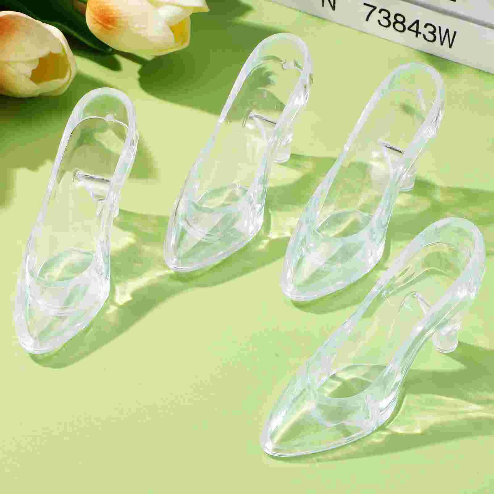 12 Pcs Creative Crystal Shoe Ornaments High Heels Shoes Figurine Decorative Miniature Adornment Desktop Decorations