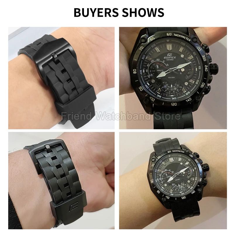 For Casio Edifice Series EF-523 Resin Watch Strap 22mm Black Resin with Needle Buckle Anti-Stain Waterproof Breathable Design view 3