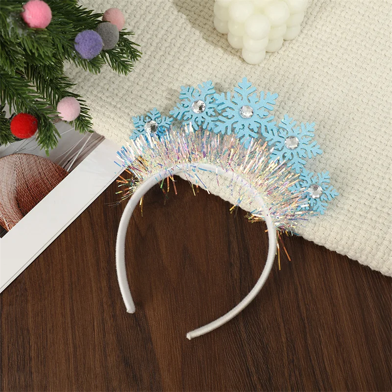 Fashion Sweet Christmas Snowflake Headband For Women Girls Creative Hair Accessories Photo Props Christmas Decoration Gifts