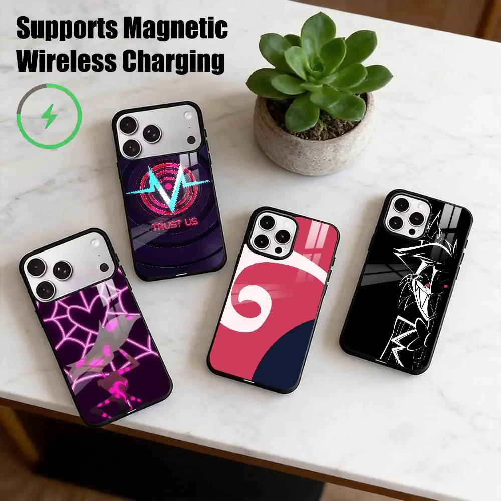 Coque de téléphone H-Hazbins-Hotels Charlie pour iPhone 17, 16, 15, 14, 13, 12, 11 Plus, Pro, compatible avec la recharge sans fil magnétique, cadeau