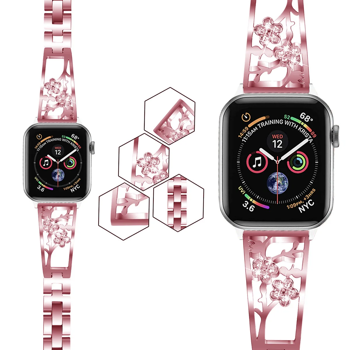 Stylish Stainless Steel Diamond-encrusted Strap for Apple Watch Series Torx Chain Bracelet New Skeleton Apple Watch Strap