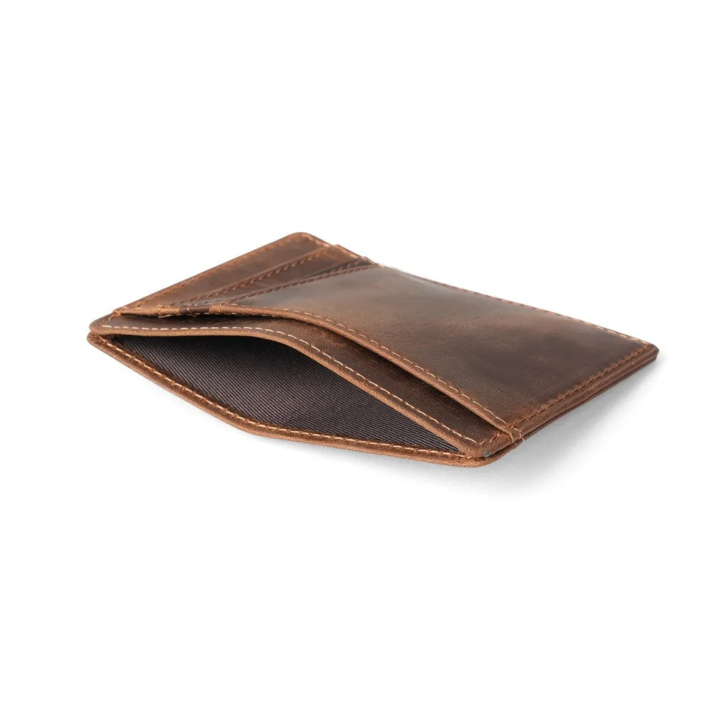 Vintege Wallet Leather Men's Multi Genuine Leather Men's Crazy Horse Pickup Bag Wallet Minimalist Ultra Thin Leather Leather
