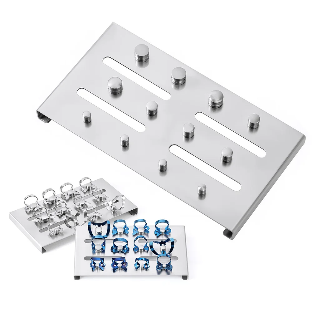 1 قطعة AZDENT الأسنان الفولاذ المقاوم للصدأ المطاط السد المشابك وضع المعدات العناية بالفم التصالحية حامل صينية أدوات المختبر طب الأسنان #3