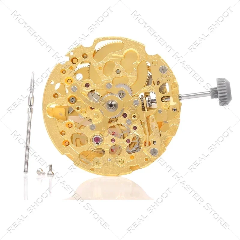 Movimento meccanico automatico scheletrato Miyota MIYOTA 8N24 importato dal Giappone, colore oro, colore argento
