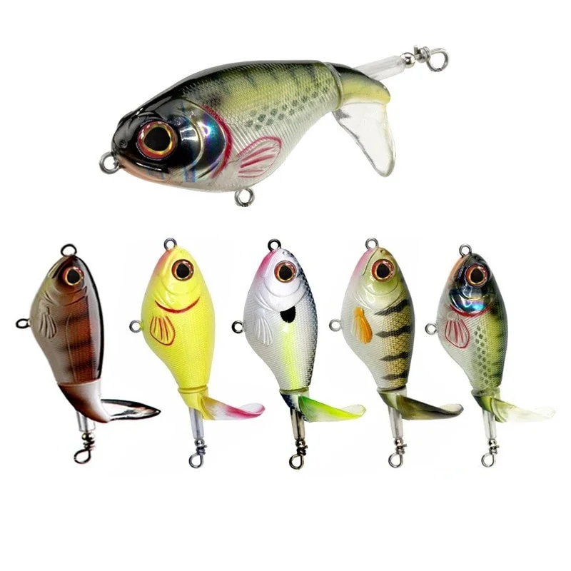 

75mm/17g Topwater Fishing Lures Whopper Popper Artificial Bait Hard Plopper Soft Rotating Tail Fishing Tackle Crankbaits Lure