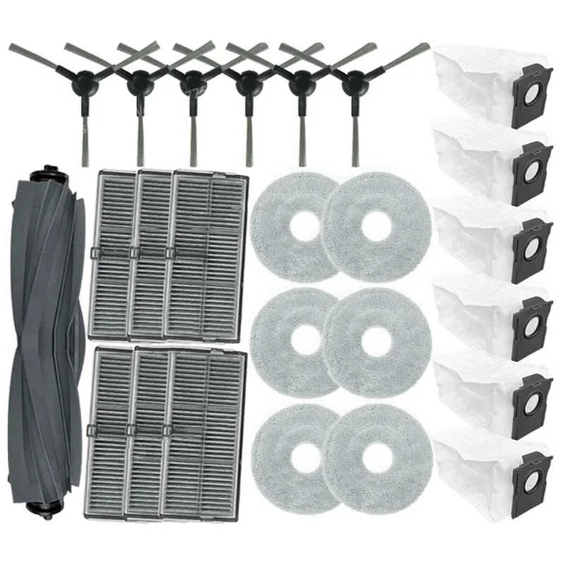 

AT28-For Mova E30 Ultra Robot Vacuum Cleaner Parts Main Roller Side Brush Hepa Filter Mop Cloth Dust Bag Accessories
