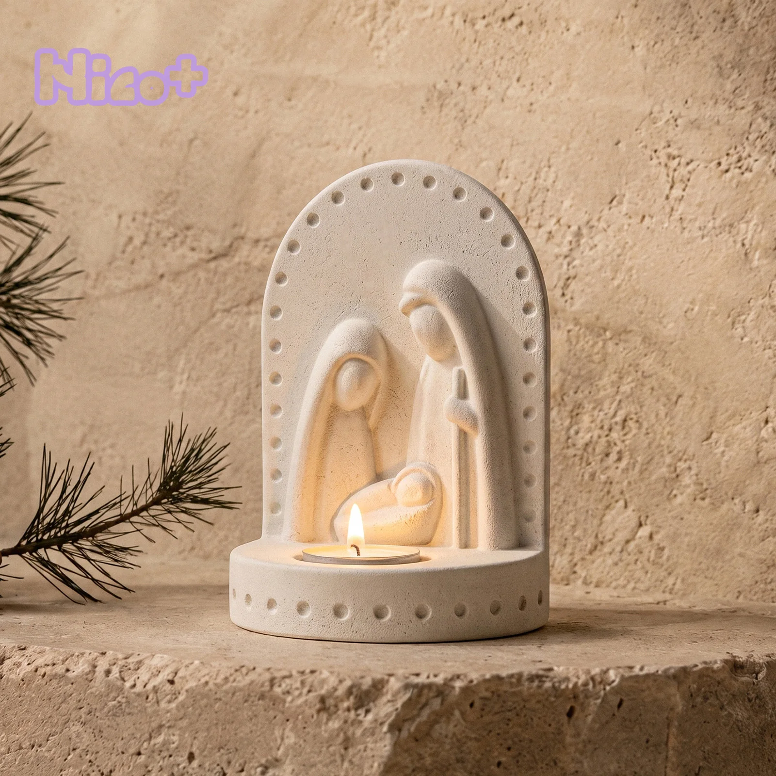 Azulmostaza x Boowan Nicole Nativity Tealight Holder Silicone Molds for Concrete Cement Jesmonite