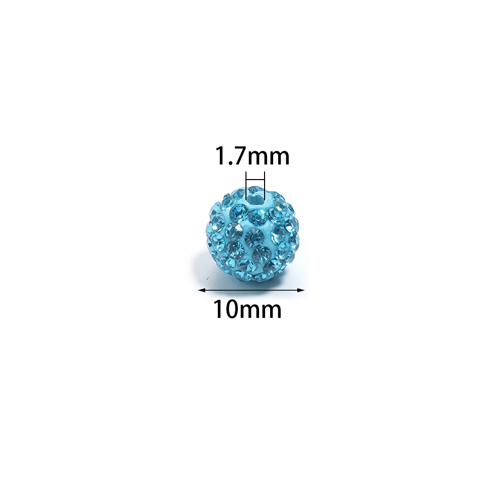10pcs 10mm Shamballa Soft Pottery Clay Beads Colorful Crystal Rhinestones Bead For Jewelry Making DIY Bracelet Necklace Supplies
