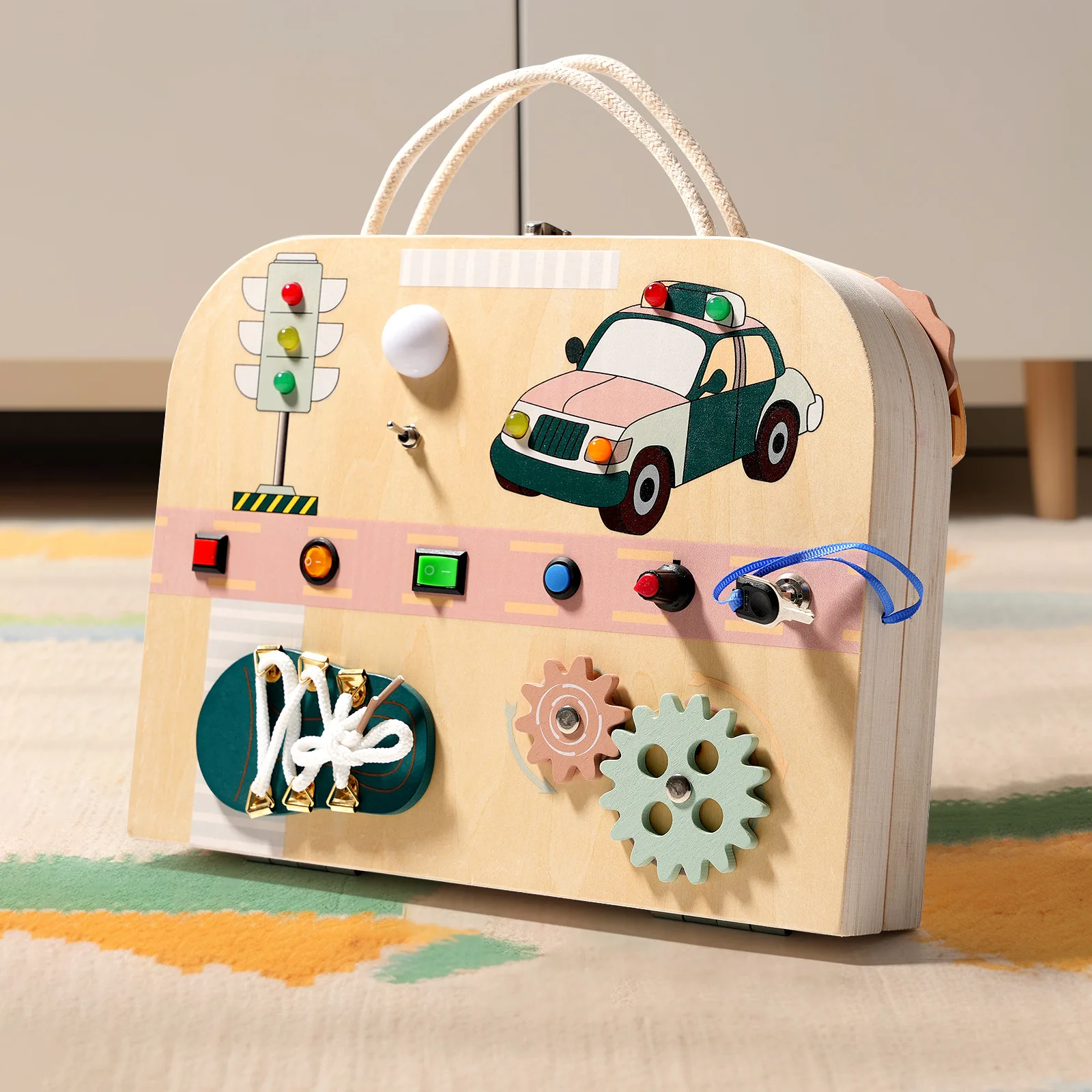 Switch circuit Busy board Multifunctional wooden  early education kindergarten power supply Luminous button Life teaching aids