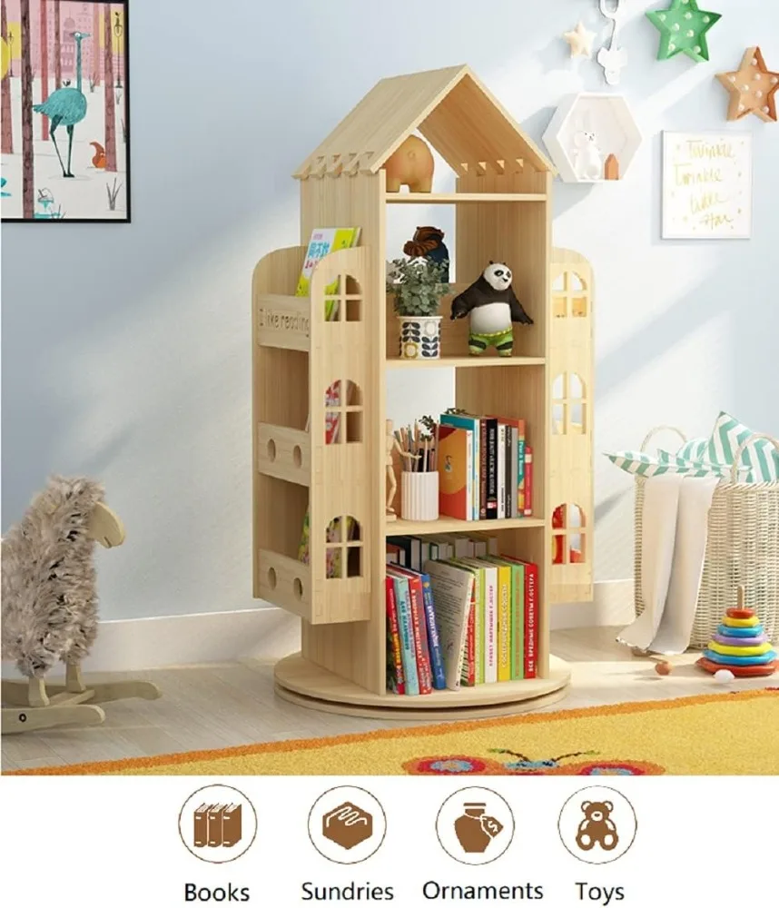 Heehee scaffale rotante 360 espositore da terra scaffale portaoggetti per libreria per bambini scaffale per libri per bambini, espositore per libri