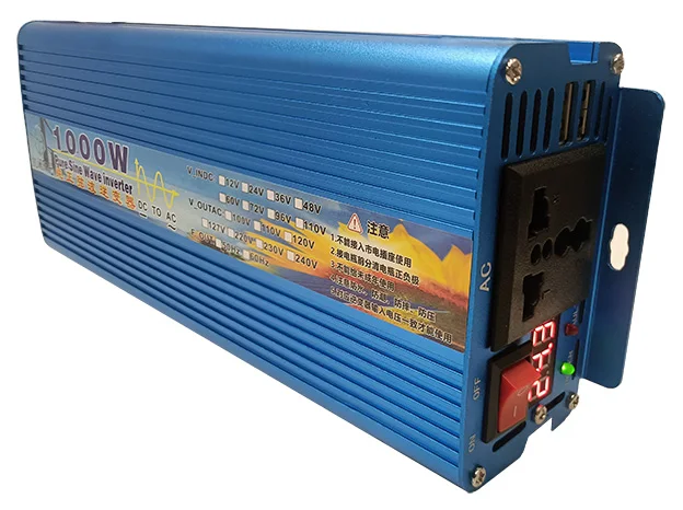 Digital Display 1000W DC 12V 24V 36V 48V TO AC 100V 60HZ Peak Power 2000W Pure sine wave Inverter