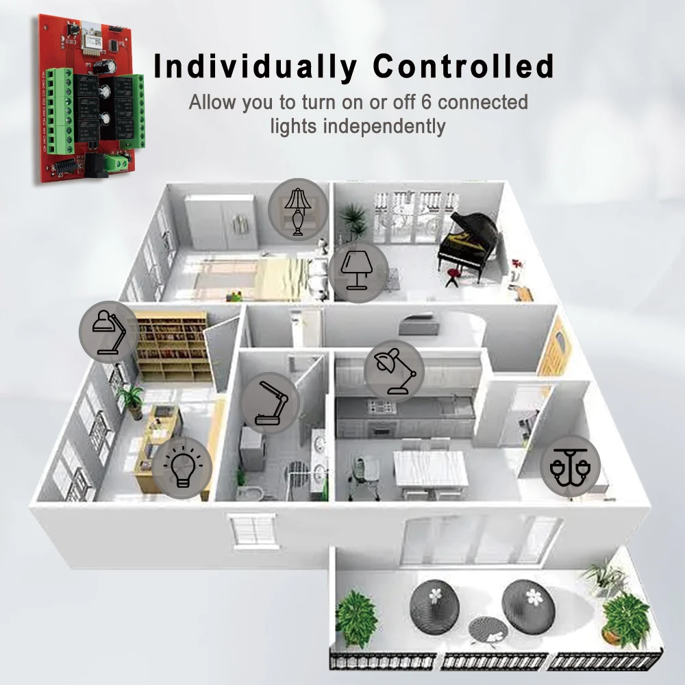 Imagem -02 - Tuya-interruptor de Luz sem Fio Inteligente Módulo de Relé Remoto Controle do Receptor Wi-fi dc 12v 24v 6ch