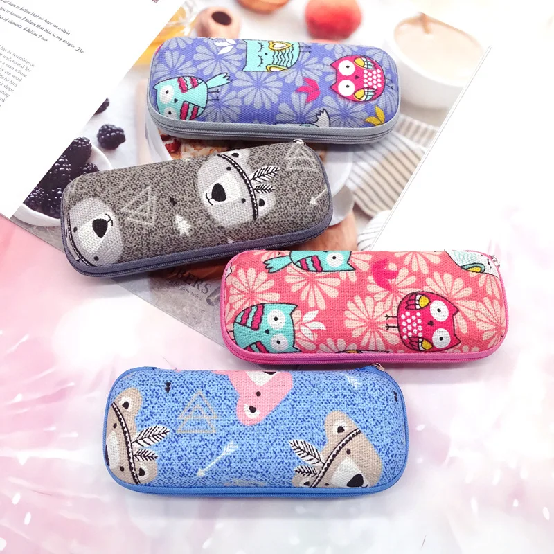 Simple Portable EVA Glasses Protective Box Eyeglasses Organizer Bag Cute Cartoon Sunglasses Box Eyewear Zipper Closure Case