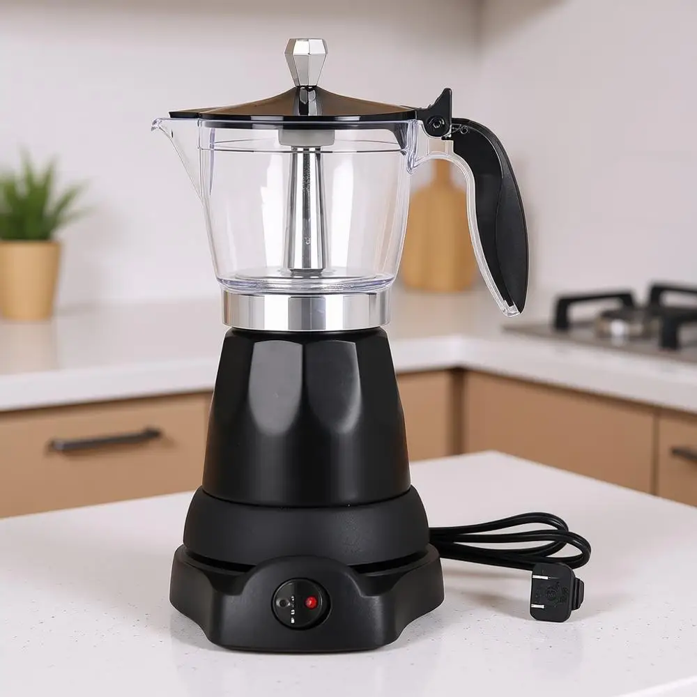 

Электрическая кофеварка на 6 или 3 чашки, портативная кофеварка, электрическая кофеварка Мока с отсоединяемым основанием и защитой от перегрева, кофейный набор