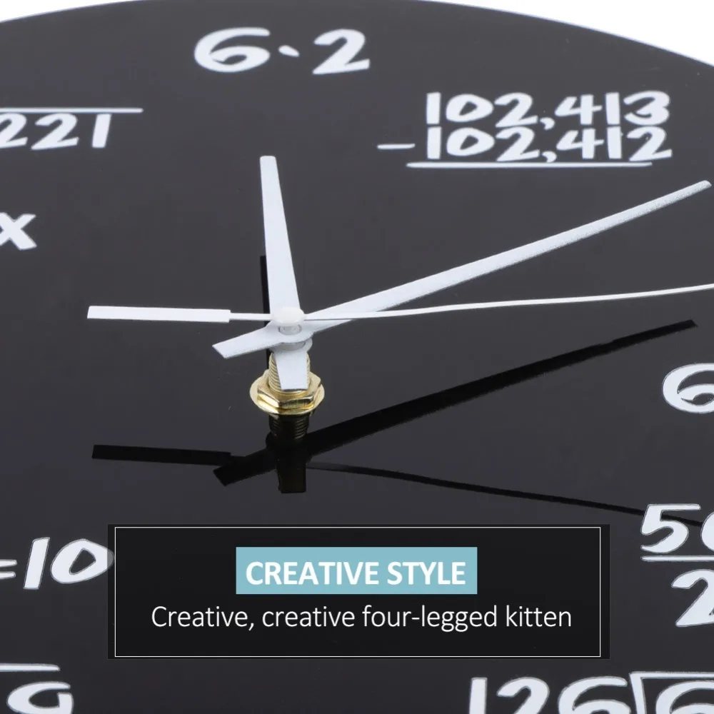 12 Inch Mathematical Wall Clock Silent Operation Black Color Acrylic Wall Clock Battery Operated 3D Design 3D Decoration Clock