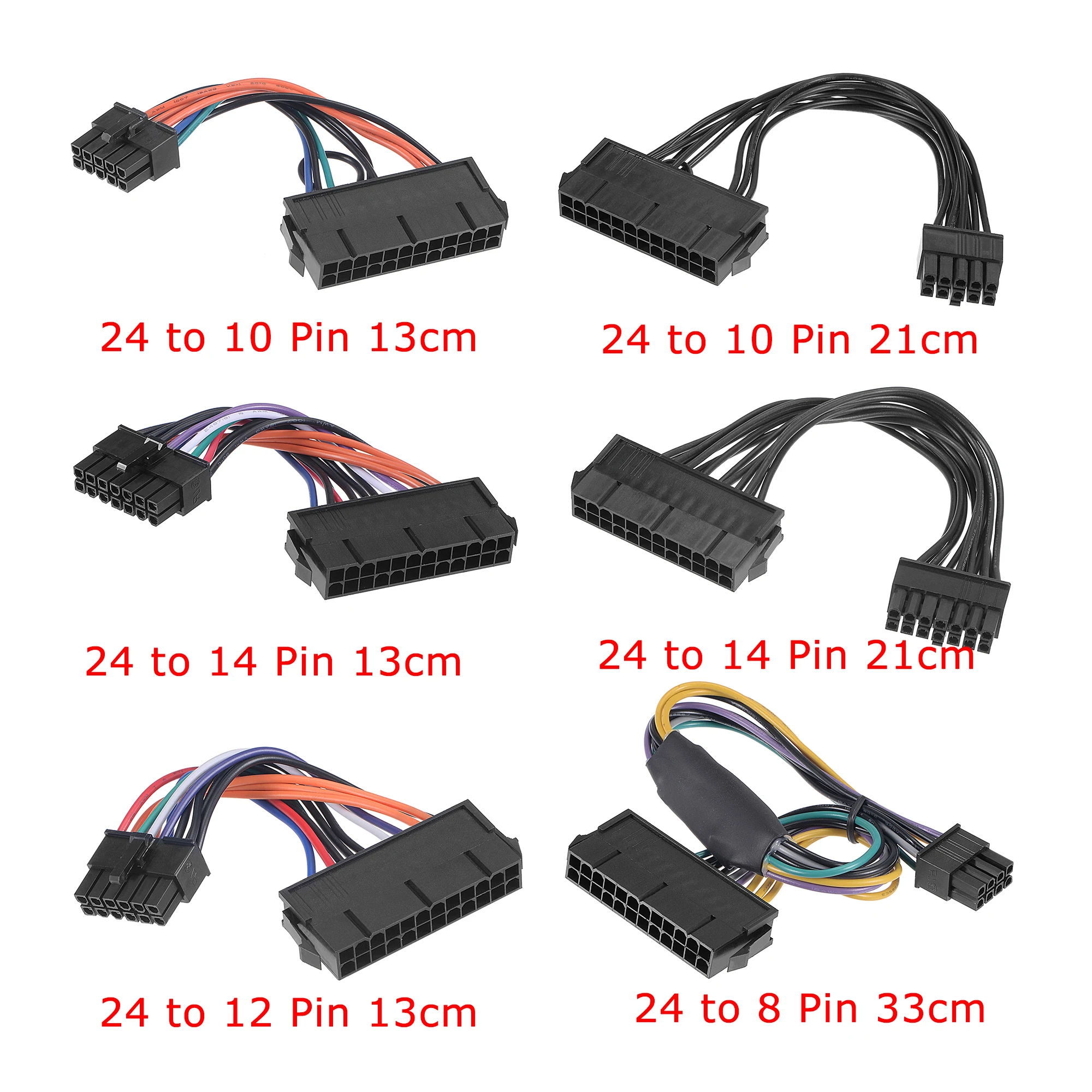 1Pcs 24 to 8/10/12/14 Pin Mainboard Power Supply Cable Adapter Converter 24p Connector for Modular Board 18 AWG 13cm/22cm/33cm