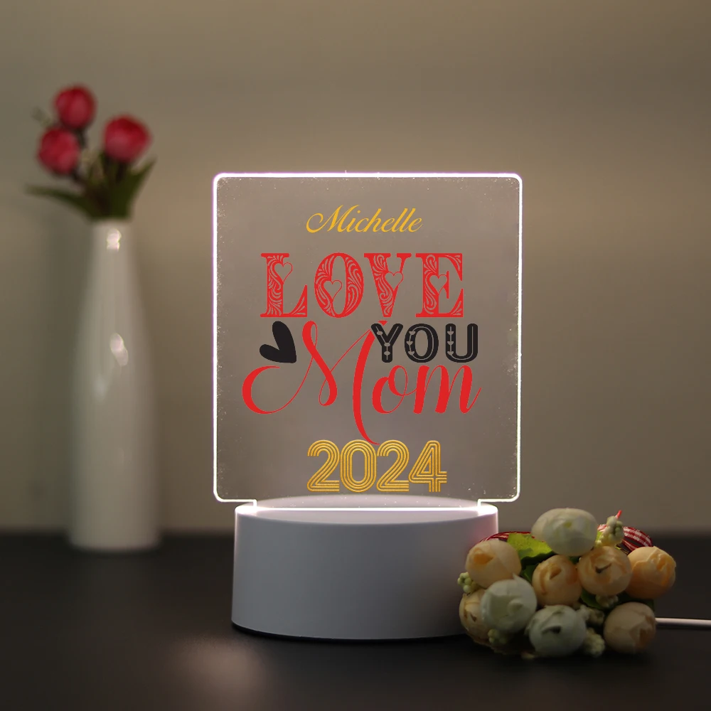 

1 pc nice mother wish day UV Print Personalized Name 3D Touch LED Night Light 3D Visual Night Lamp For Living Room Kids Room