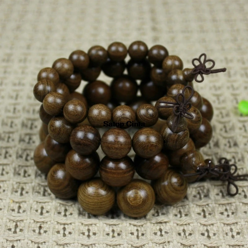 1pcs Traditional Golden Sandalwood Bracelet Wooden Prayer Beads Handmade Bracelets Car Gear Shift Beads Pendant Crafts Men Women
