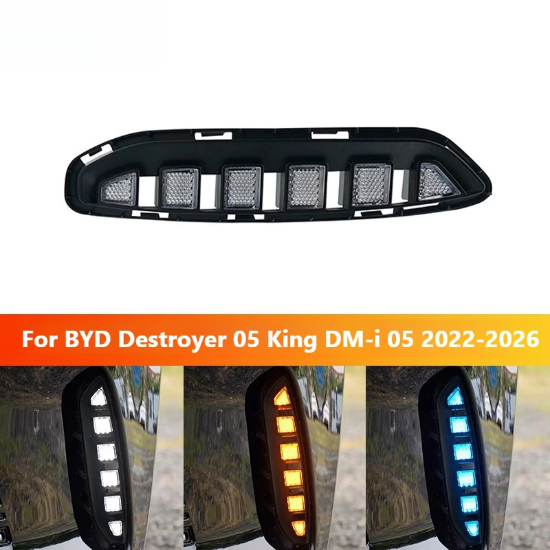 

DRL For BYD Destroyer 05 King DM-i 05 2022-2026 Car Led Day Running Lights Dynamic Turn Signal Front Fog Lamp Modified Daylights