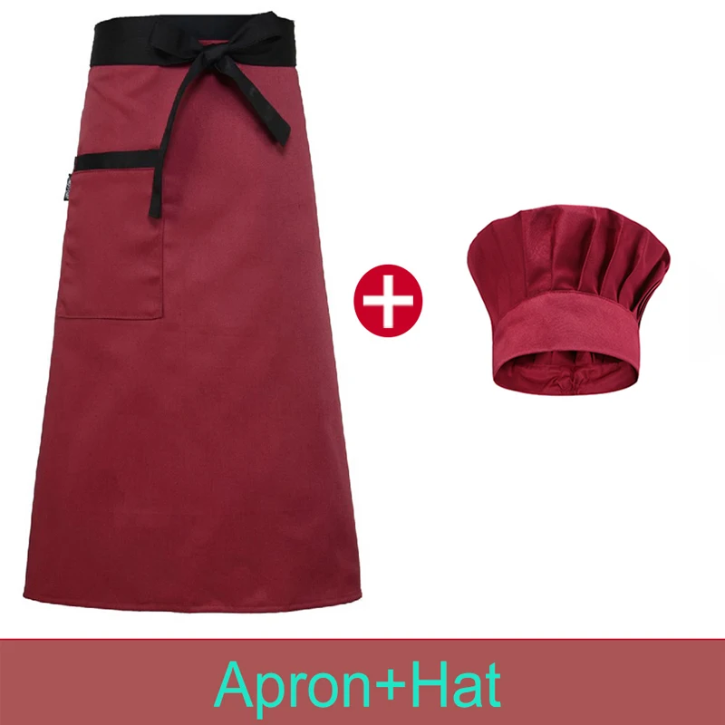 Delantal de cocina para hombre y mujer, delantal de Chef para Hotel, panadería, gorro de cocina, café, camarero, Bar, camarero, gorro de trabajo