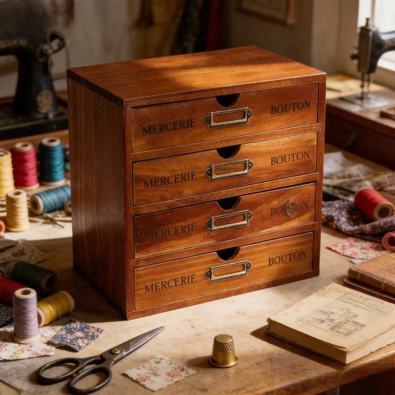 File Holder 4-Drawer, Wooden Desk Drawer Unit Desktop File Storage Box, Organizer for Home Office Literature