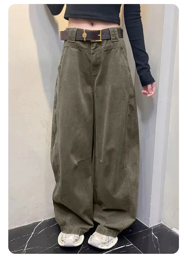 カーゴパンツ レディース レッド 四季対応 コットン クラブ カフ付き パーティーウェア ハイウエスト シック スパンコール グリッター シャイニー ポリッシュド プリーツ オーバーサイズ