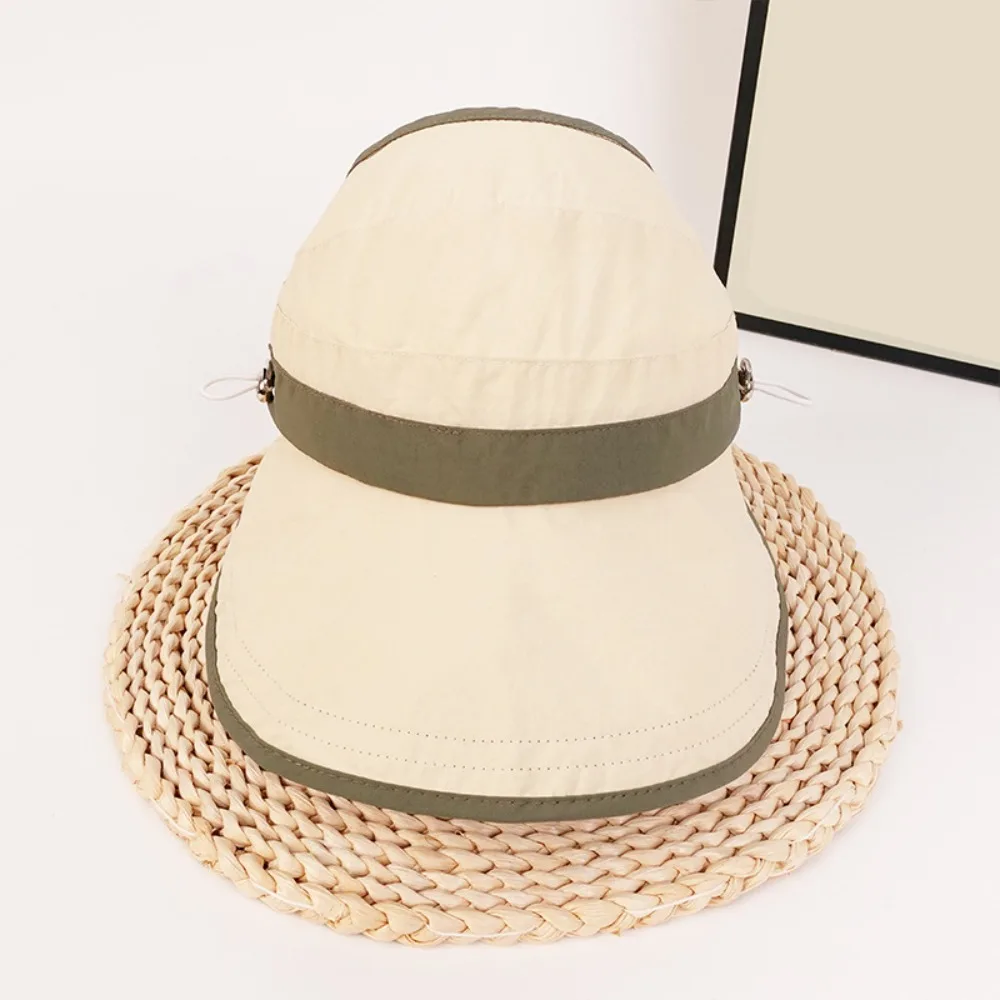 

Polyester Summer Kid Sunhat Quick-dry Large Brim Kid Empty Top Cap UV Protection Korean Style Children's Sunshade Cap Outdoor