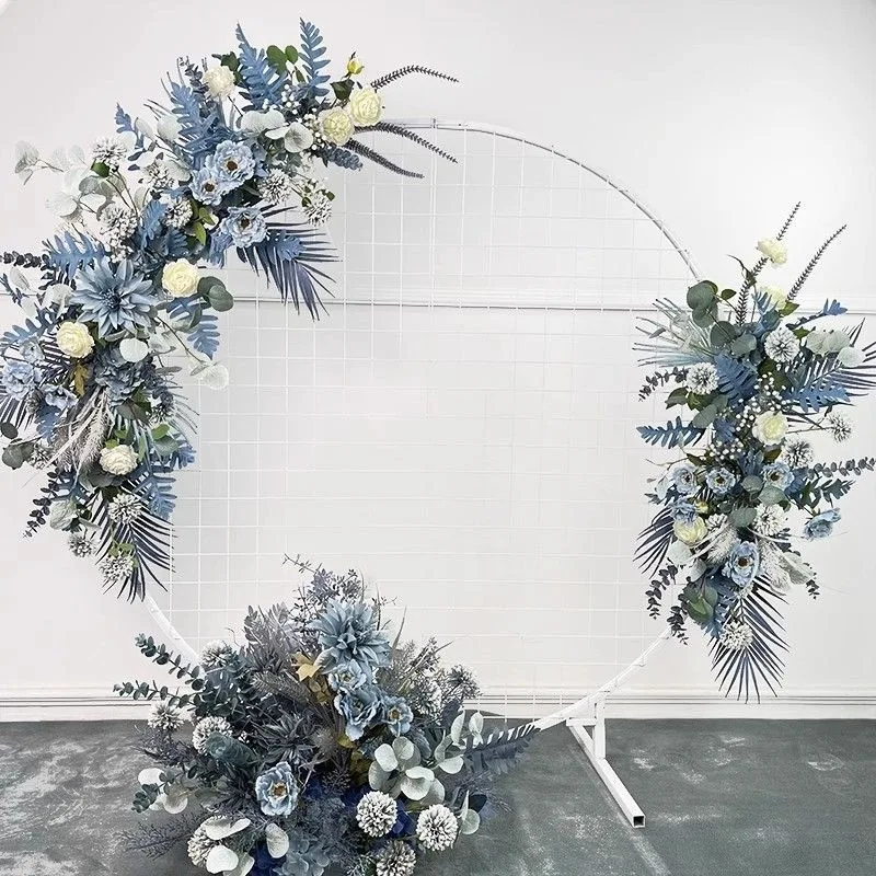 Wedding engagement banquet finished  row simple simulation silk flower road lead background  art simulation flower